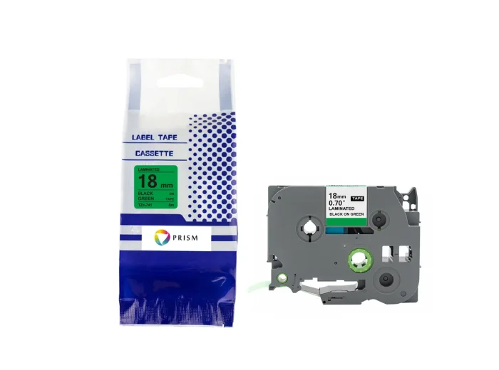 PRISM Brother taśma TZe-741 18mm x 8m czarny na zielonym