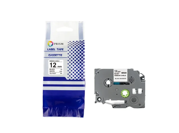 PRISM Brother Taśma TZE-FX231 12mm x 8m czarny na białym