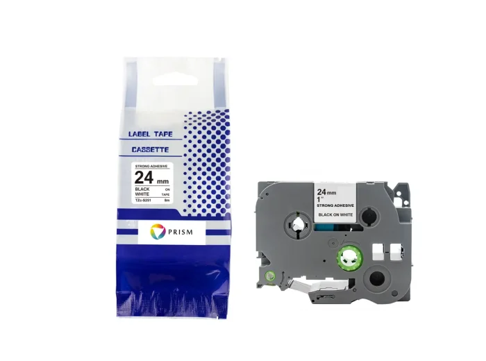 PRISM Brother taśma TZE-S251 24mm x 8m czarny na białym