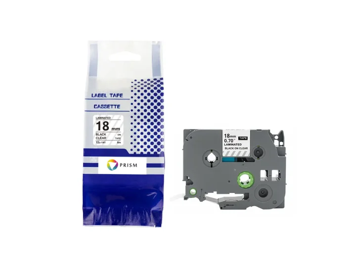 PRISM Brother taśma TZe-S141 18mm x 8m czarny na przezroczystym