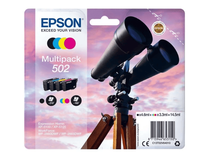 Epson Tusz 502 Stylus T02V640 CMYK 4pack. 550s. 3x3.3/4.6ml