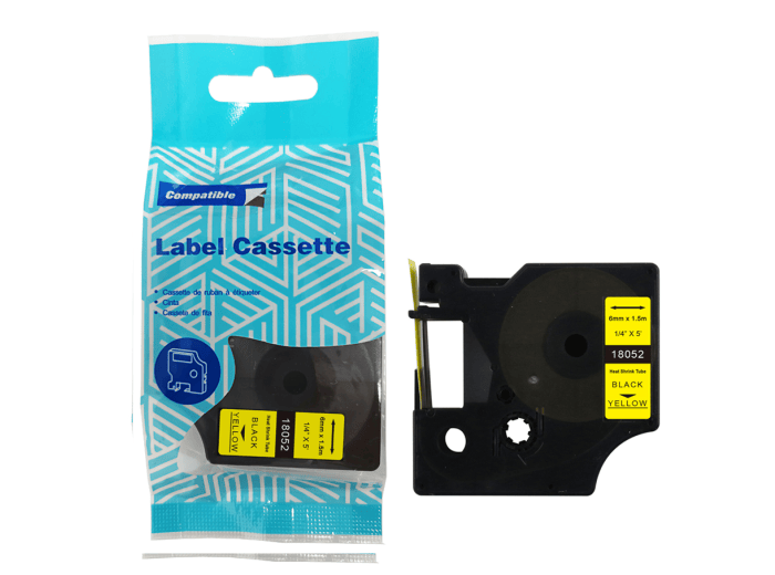 Rurka termokurczliwa DYMO D1 18052 6mm x 1.5m czarny na żółtym zamiennik S0718270