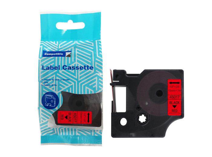 Taśma DYMO D1 45017 12mm x 7m S0720570 czarny na czerwonym zamiennik
