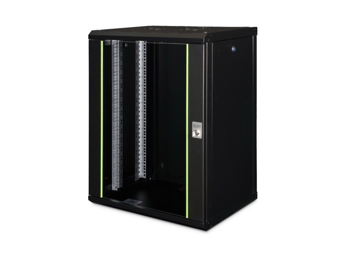 Digitus Szafa sieciowa wisząca Unique 19" 16U rack 600x450, drzwi szyba, czarny, niedzielona, złożona, 100kg
