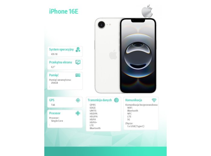 iPhone 16E 256GB biały