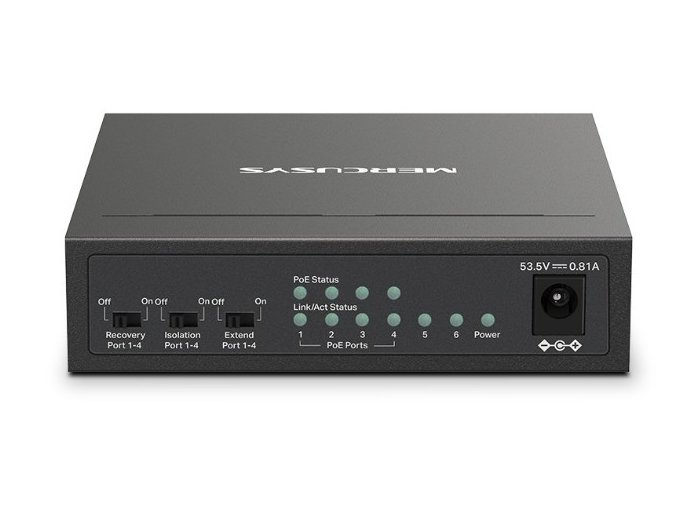 Przełącznik Mercusys 6-Port 10/100 Mbps Desktop Switch with  4-Port PoE+    PORT: 4× 10/100 Mbps PoE+ Ports, 2× 10/100 Mbps Non-PoE Ports MS106LP