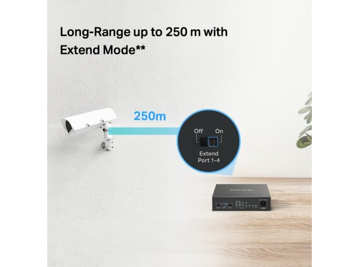 Przełącznik Mercusys 6-Port 10/100 Mbps Desktop Switch with  4-Port PoE+    PORT: 4× 10/100 Mbps PoE+ Ports, 2× 10/100 Mbps Non-PoE Ports MS106LP