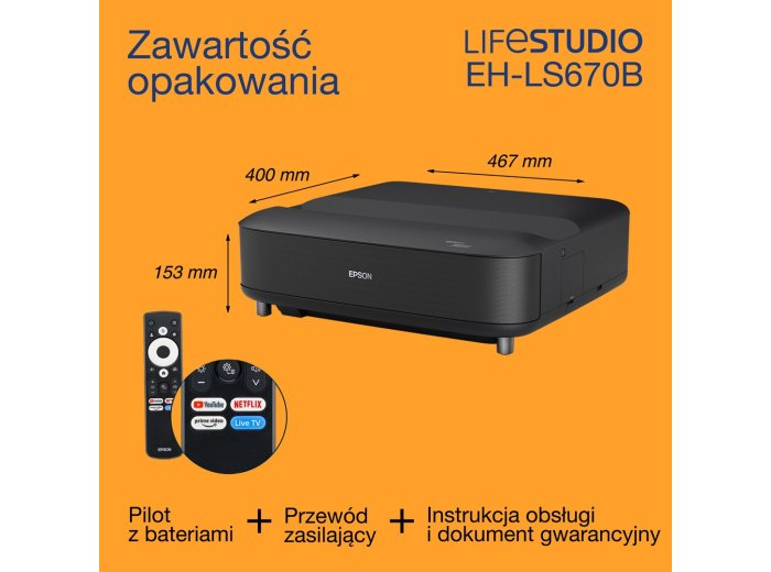 Epson Lifestudio Grand EH-LS670B firmy – metaliczna czerń