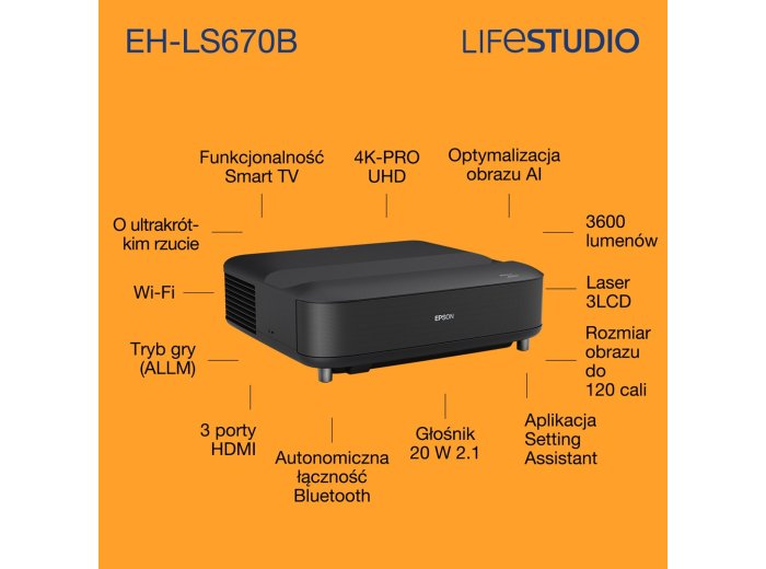 Epson Lifestudio Grand EH-LS670B firmy – metaliczna czerń