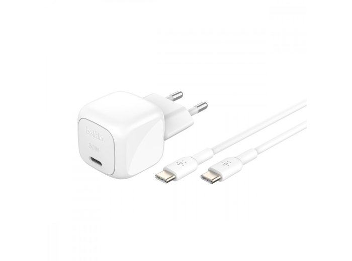 Ładowarka 30W PD PPS USB-C biała + kabel USB-C