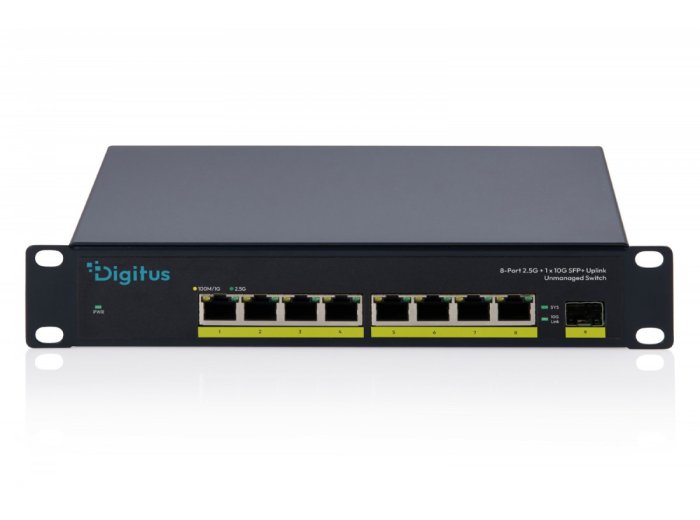 Przełącznik sieciowy niezarządzalny 10" 8x RJ45 2.5G, 1x SFP+ 10G, 60Gbps, metalowy, bez wentylatora, Plug&Play