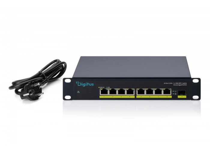 Przełącznik sieciowy niezarządzalny 10" 8x RJ45 2.5G, 1x SFP+ 10G, 60Gbps, metalowy, bez wentylatora, Plug&Play