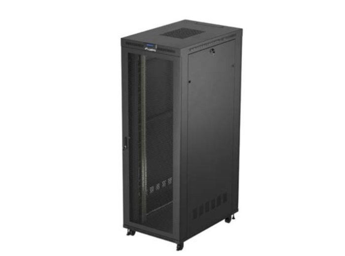 Szafa instalacyjna rack stojąca 19 cali 47U 800x1200 czarna drzwi perforowane LCD (flat pack) V2