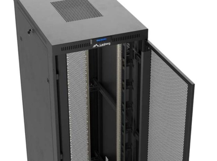 Szafa instalacyjna rack stojąca 19 cali 47U 800x1200 czarna drzwi perforowane LCD (flat pack) V2