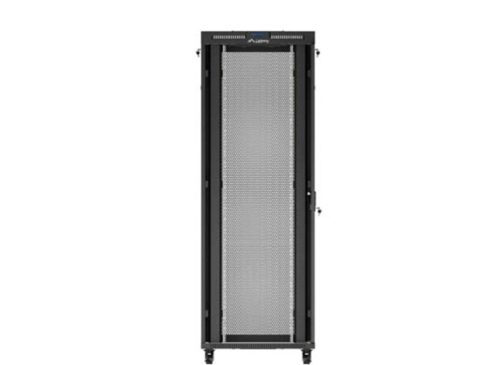 Szafa instalacyjna rack stojąca 19 cali 47U 800x1200 czarna drzwi perforowane LCD (flat pack) V2