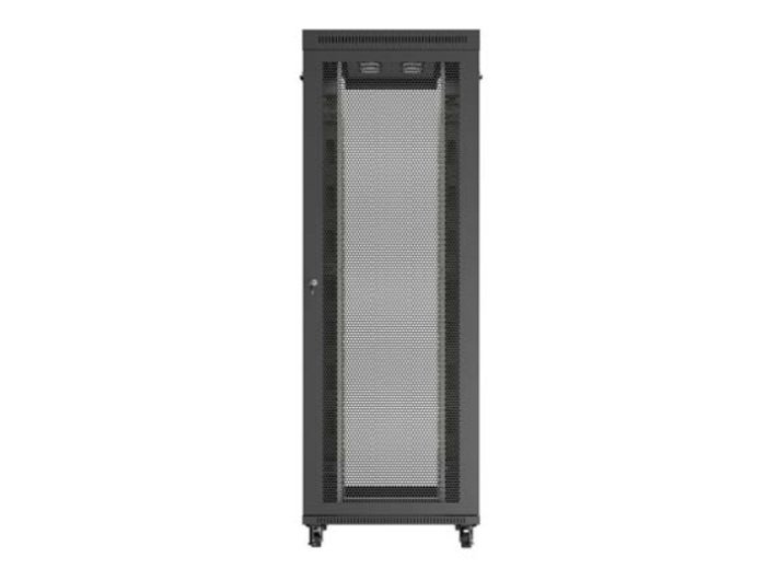 Szafa instalacyjna rack stojąca 19 cali 47U 800x1200 czarna drzwi perforowane LCD (flat pack) V2