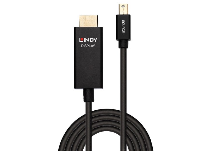 Lindy 40923 adapter kablowy 3 m Mini DisplayPort HDMI Typu A (Standard) Czarny