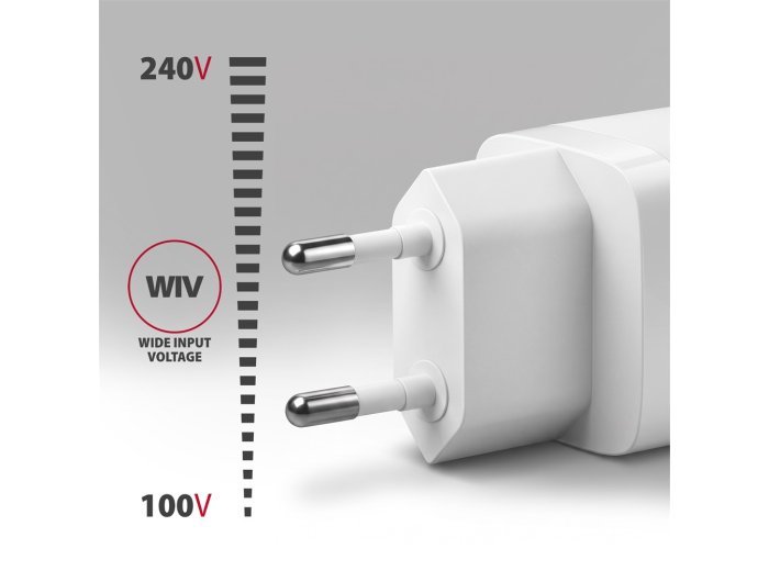 ACU-PQ33W Ładowarka sieciowa GaN 33W, 2x port (USB-C + USB-A), PD3.0/PPS/QC4+, biała