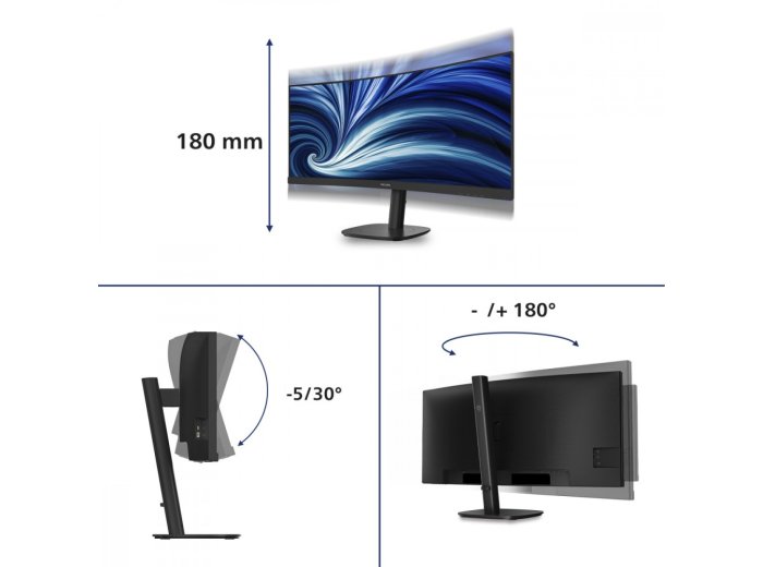 Monitor 34 cale 34B2N3500C Curved VA HDMI DP USB-C HAS Głośniki