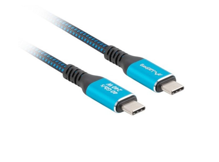 Kabel USB-C M/M USB4 1.5M 240W 60HZ czarno-niebieski