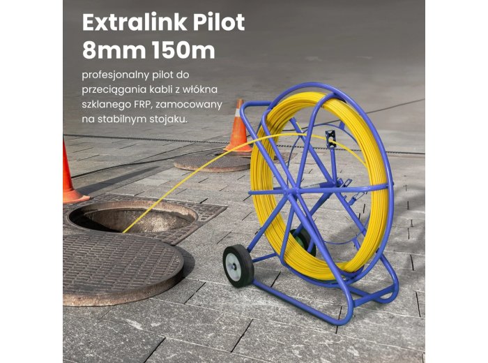Extralink Pilot do przeciągania kabli Pilot 8mm 150m włókno szklane FRP, śr. 8mm, dł. 150m, żółty