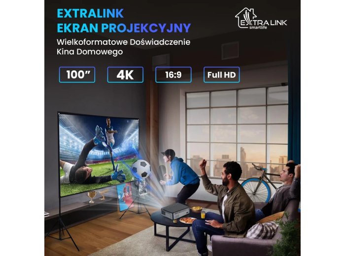 Extralink Foldable Projection Screen 100\" PSF-100| Faltbare Projektionswand| 16 9 220x125cm