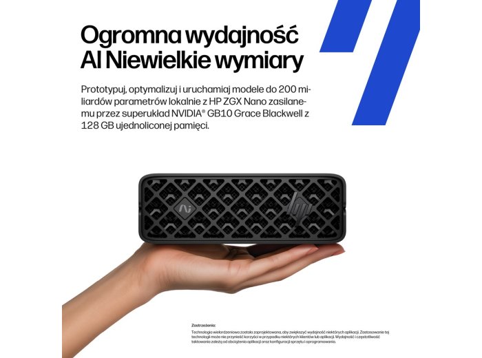 HP ZGX Nano G1n AI GB10 128 GB LPDDR5x-SDRAM 4 TB SSD Linux Mini PC Stanowisko AI Workstation, AI PC Czarny