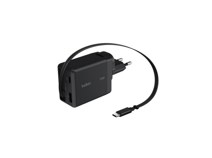 Ładowarka 70W zwijany kabel USB-C , USB-C, USB-A