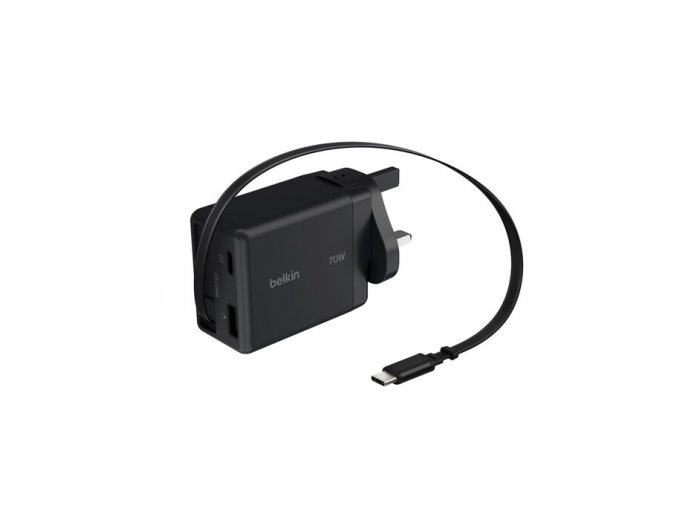 Ładowarka 70W zwijany kabel USB-C , USB-C, USB-A