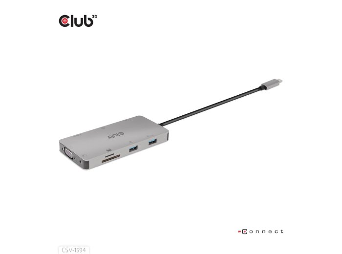 CLUB3D CSV-1594 stacja dokująca USB 3.2 Gen 1 (3.1 Gen 1) Type-C Czarny, Szary
