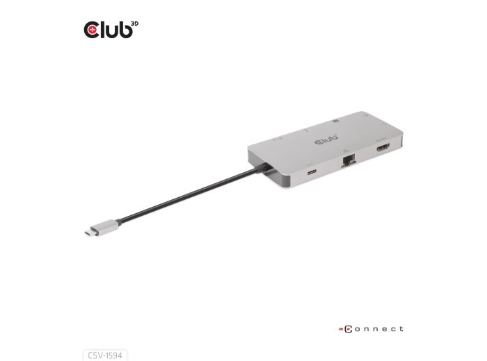 CLUB3D CSV-1594 stacja dokująca USB 3.2 Gen 1 (3.1 Gen 1) Type-C Czarny, Szary