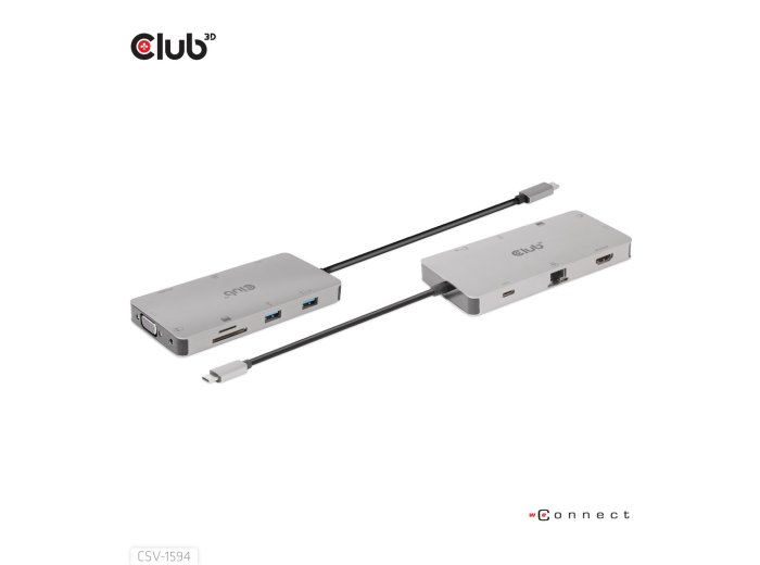 CLUB3D CSV-1594 stacja dokująca USB 3.2 Gen 1 (3.1 Gen 1) Type-C Czarny, Szary