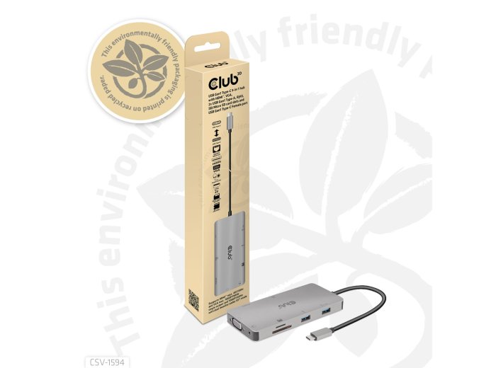 CLUB3D CSV-1594 stacja dokująca USB 3.2 Gen 1 (3.1 Gen 1) Type-C Czarny, Szary