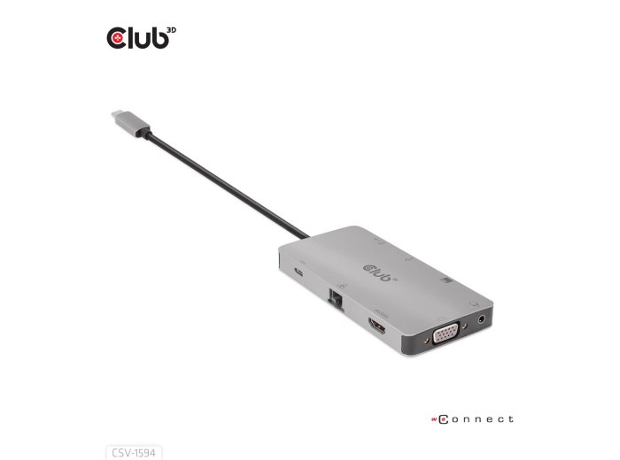 CLUB3D CSV-1594 stacja dokująca USB 3.2 Gen 1 (3.1 Gen 1) Type-C Czarny, Szary