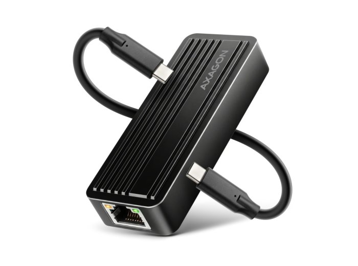 ADE-10GR Karta sieciowa USB-C 10Gbps, port RJ-45 10GbE (10/5/2.5/1G), chipset Realtek RTL8159, Wake-on-LAN, aluminiowa, odłączany kabel 19 cm, czarna