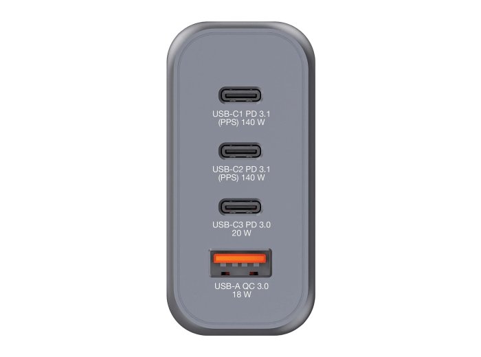 VERBATIM GNC-140 GaN Charger 140W with 2xUSB PD 140W 1xUSB PD 20W 1x USB-A QC 3.0 EU/UK/US
