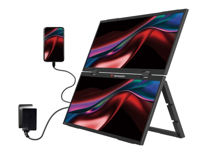 Verbatim Portable 15.6" FHD Dual Monitor Essentials Przenośny monitor Czarny 39,6 cm (15.6") LCD 1920 x 1080 px