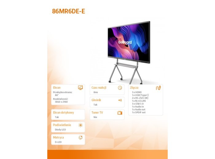 Monitor interaktywny 86MR6DE-E 86 cali 4K GoBoard Advanced Interactive Display