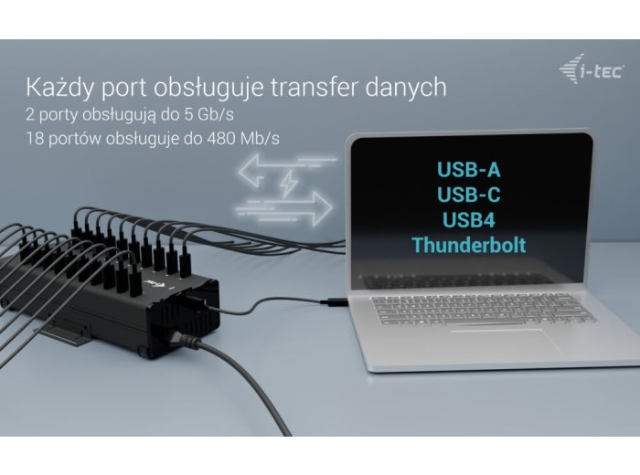 i-tec USB-C/USB-A Metal Charging + data HUB 15W per port 20x USB-C