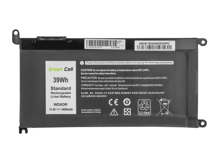 GREEN CELL BATERIA DE150 WDX0R WDXOR DO DELL INSPIRON 13 5378 5379 14 5482 15 5568 5578 5579 7560 7570 17 5770 3400MAH 11.4V