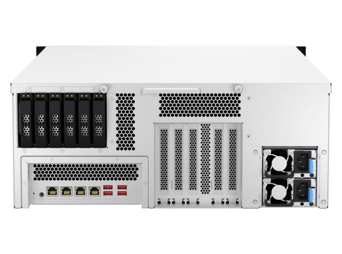Qnap TS-h3087XU-RP-E2378-64G, 4U, 24 x 2.5"/3.5" SATA+ 6 x 2.5" SATA, Intel Xeon E-2378 8C/16T, 64GB UDIMM DDR4 ECC (Max. 128GB), 2 x 2.5GbE + 2 x 10GBASE-T, 800W Redundant PSU