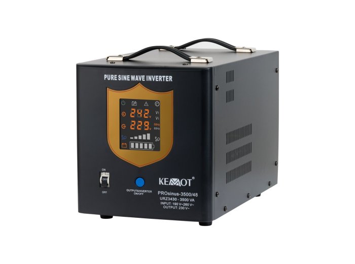 Zasilacz awaryjny KEMOT PROsinus-3500/48 przetwornica z czystym przebiegiem sinusoidalnym i funkcją ładowania 48V 230V 3500VA/2400W