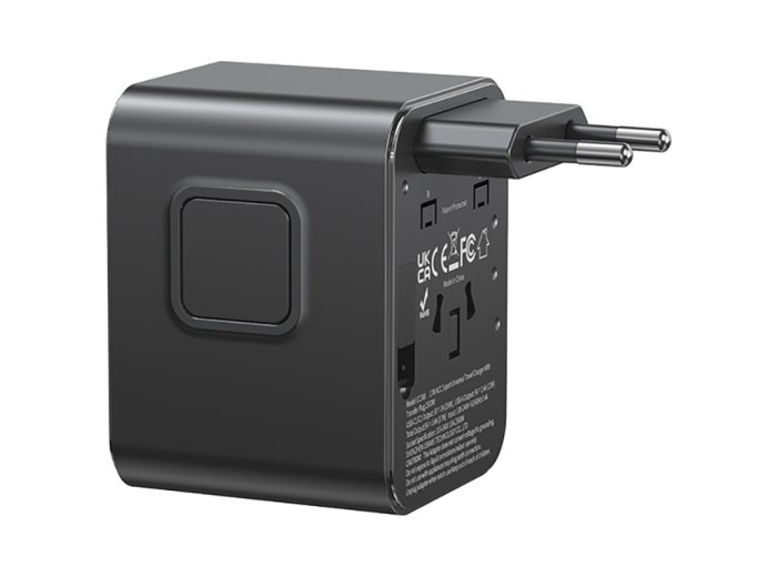 Ładowarka travel adapter 17W CC308 USB-C + USB-A 4w1 US/AU/EU/UK czarna