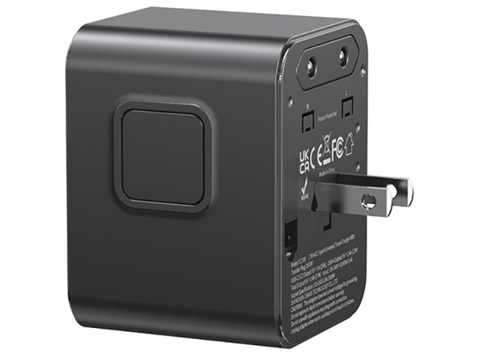 Ładowarka travel adapter 17W CC308 USB-C + USB-A 4w1 US/AU/EU/UK czarna