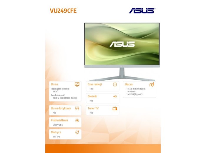 Monitor 24 cale VU249CFE-G IPS 100Hz USB-C