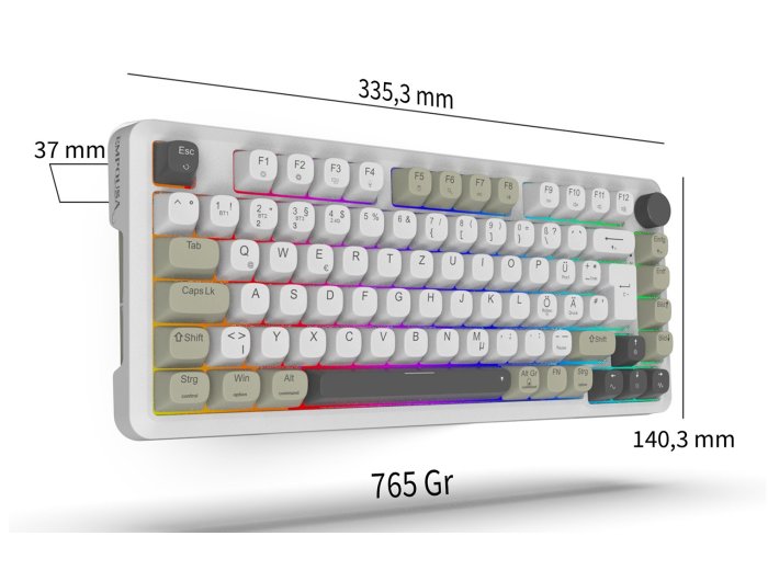 Klawiatura gamingowa Inca IKG-455 Gaming USB + RF Wireless + Bluetooth QWERTY Niemiecki Biały