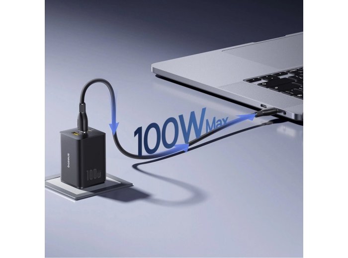 Ładowarka sieciowa Baseus EnerFill FE11 100W 2 x USB-C + USB-A - czarna
