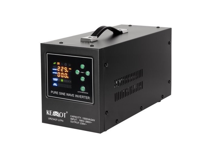 Zasilacz awaryjny KEMOT PROsinus-1500/24-LFP4 przetwornica z czystym przebiegiem sinusoidalnym i funkcją ładowania 24V 230V 1500VA/1050W