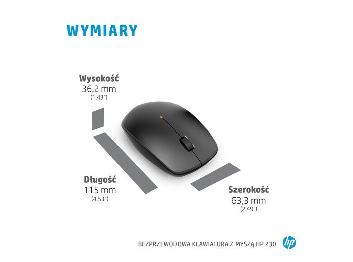 Zestaw klawiatura + mysz HP 230 Wireless Mouse and Keyboard Combo bezprzewodowe czarne Niemiecki układ klawiszy QWERTZ 18H24AA#ABD