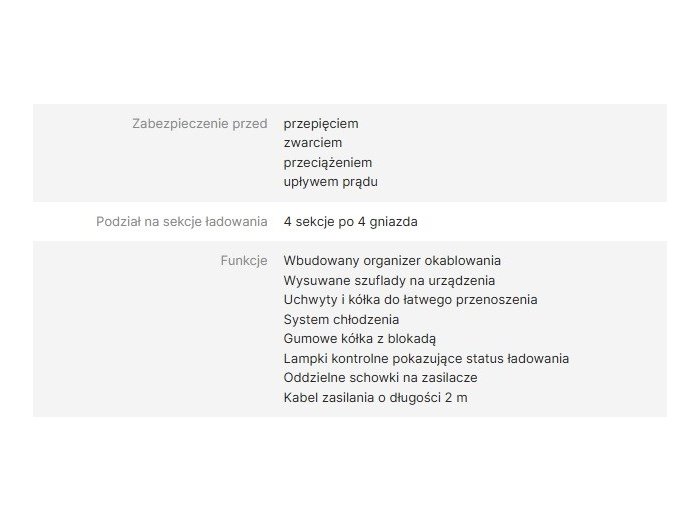 AVTEK SZAFKA DO ŁADOWANIA LAPTOPÓW CHARGING CART 16
